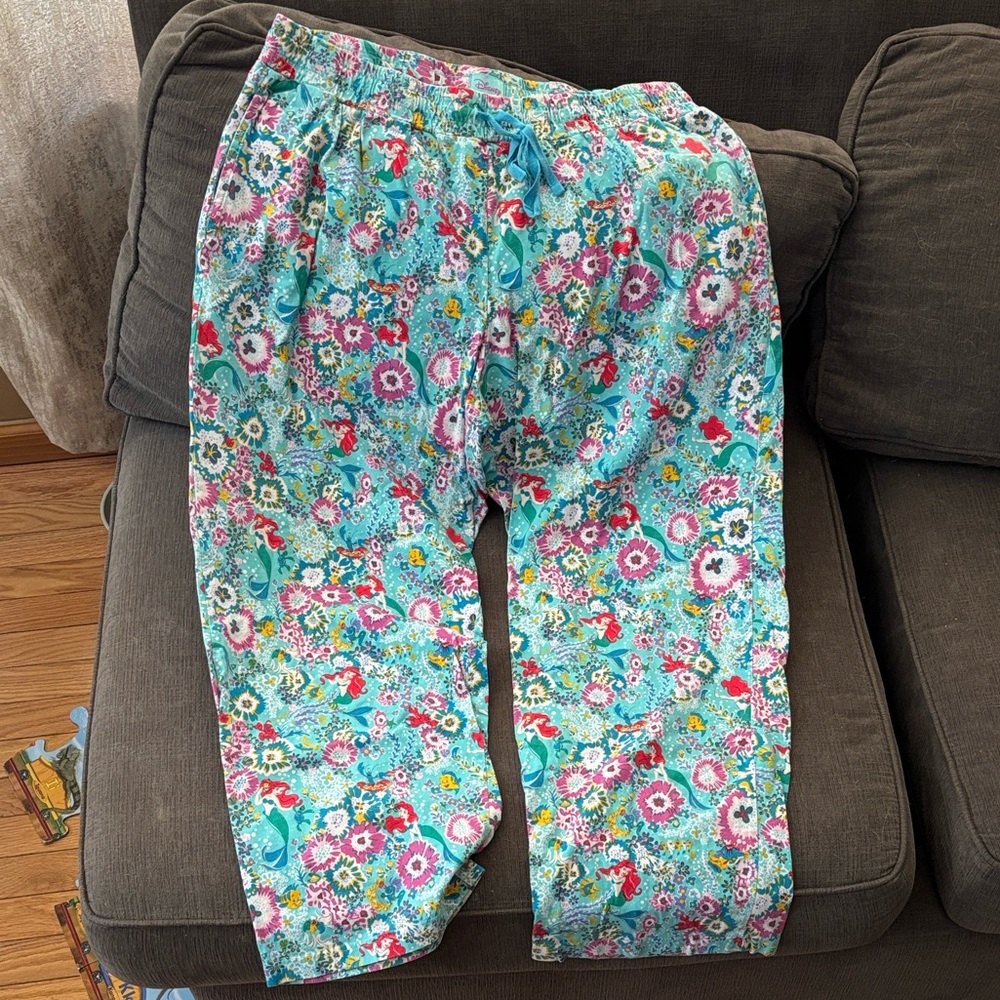 Disney little mermaid Floral Kids Pajama Bottoms - Blue and Pink
